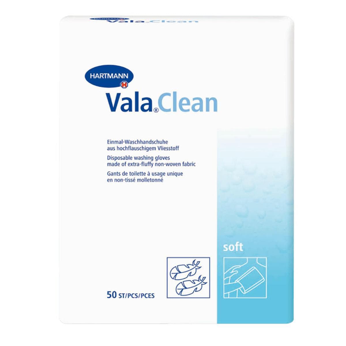 MANOPLAS LIMPIEZA VALA CLEAN BASIC DE TNT PARA LAVADO DE PACIENTES 50U