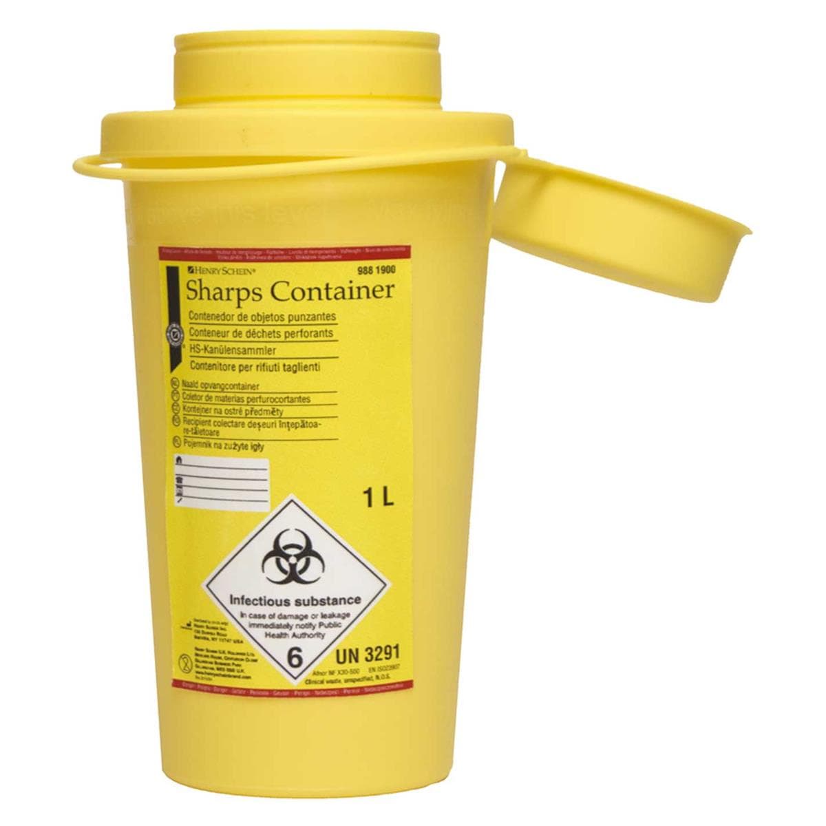 CONTENEDOR AMARILLO DE AGUJAS Y PARA OBJETOS PUNZANTES 1L 1UD - HENRY SCHEIN