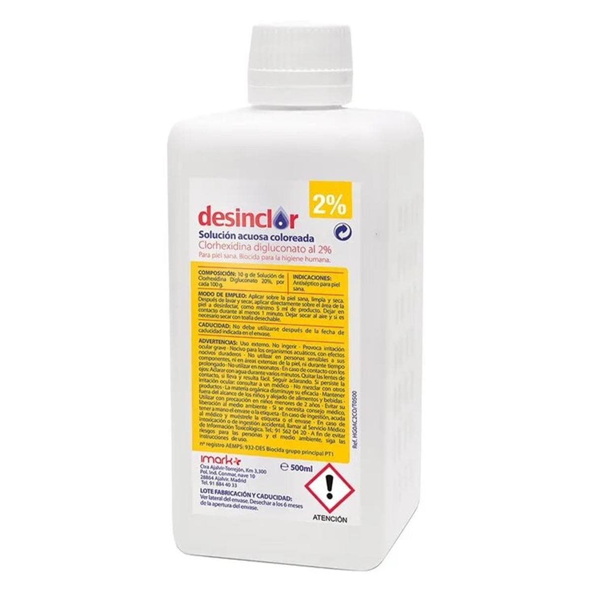 DESINCLOR 2% SOLUCIÓN ACUOSA COLOREADA 500ML