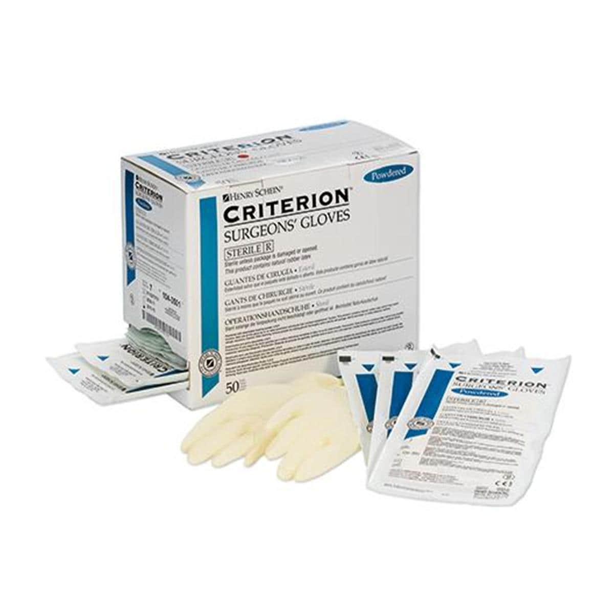 GUANTES EXAMEN LÁTEX CRITERION ESTÉRILES CON POLVO 9 50PARES - HENRY SCHEIN