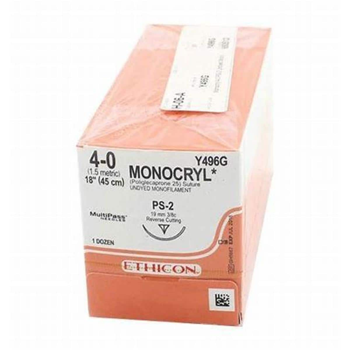 MONOCRYL AGUJA TRIANG 3/8 19MM 4/0 45CM 12U ETHICO