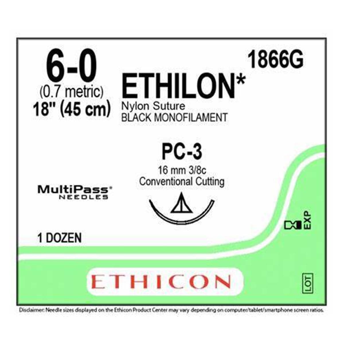 ETHILON BLK 6/0 45CM M0.7 PC-3 PRIME 12U ETHICON